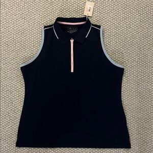 Peter Millar Women's Navy Tank Top with Pink and Light Blue Accents